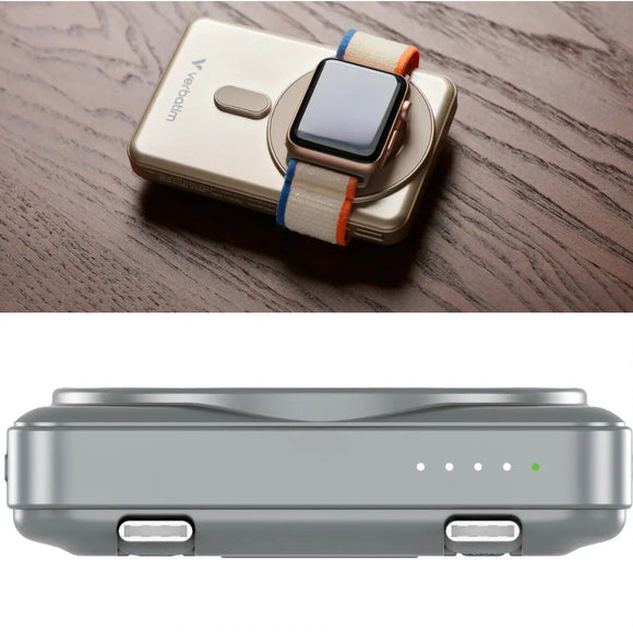 Verbatim 5 in 1 Charge 'n' Go 5000mAh Power Bank (Magnetic Wireless + Dual USB-C Cable)(CCC Certification)